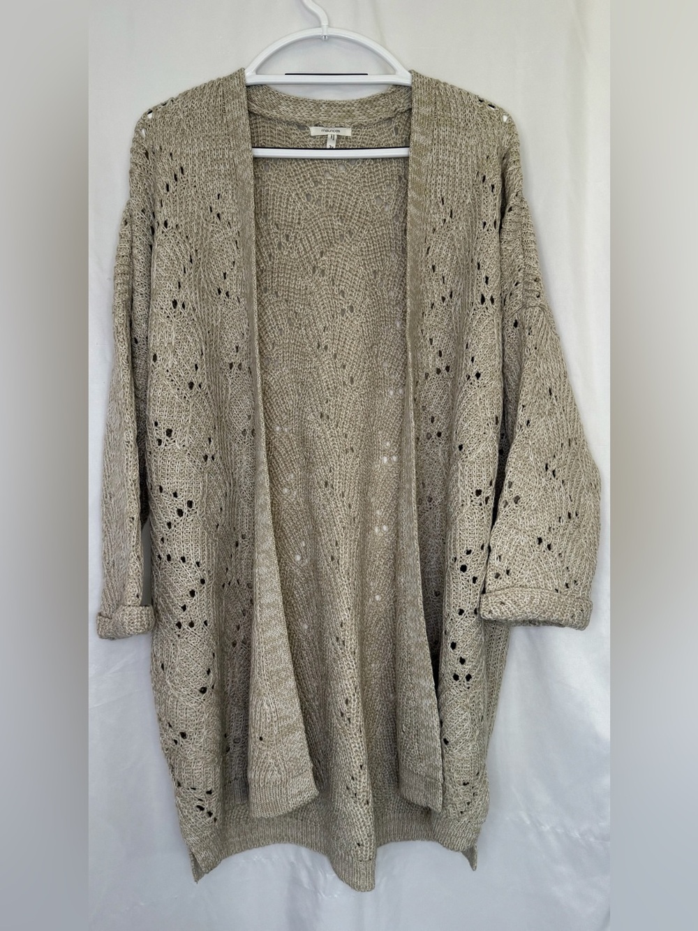 Maurices Open-Front Crochet Knit Cardigan - Taupe